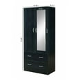 thumbnail image 6 of Hodedah Two Door Wardrobe with Two Drawers and Hanging Rod plus Mirror, Black, 6 of 6