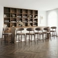 thumbnail image 3 of Mid Century Modern Kitchen Bar Stools Set of 2, Counter Height Stools with Curved Back and Wooden Frame,Upholstered Seat Camel, 3 of 10