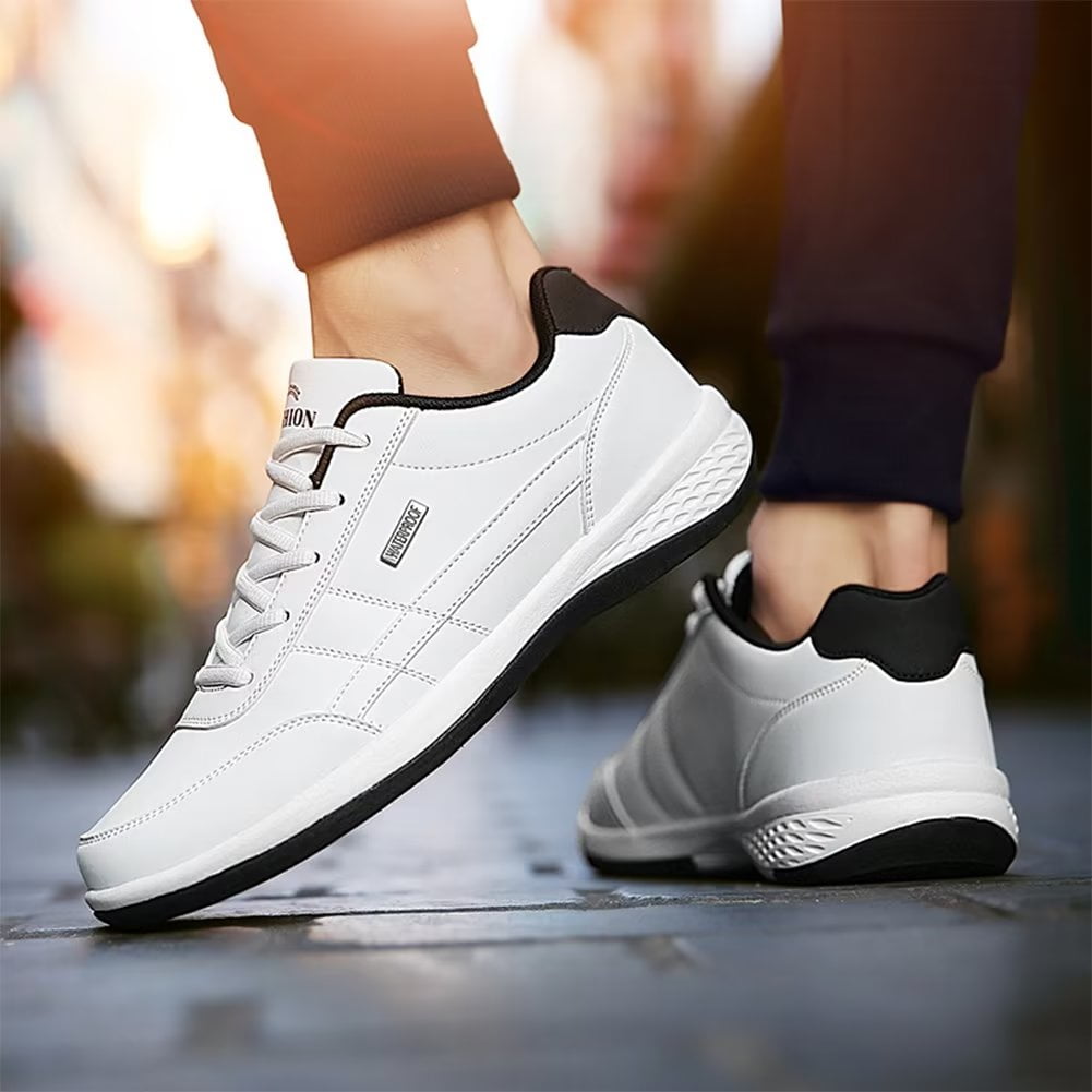 Dumajo Mens Shoes Fashion Running Sneaker Casual Leather Sport Shoes Breathable Comfortable Walking Shoes