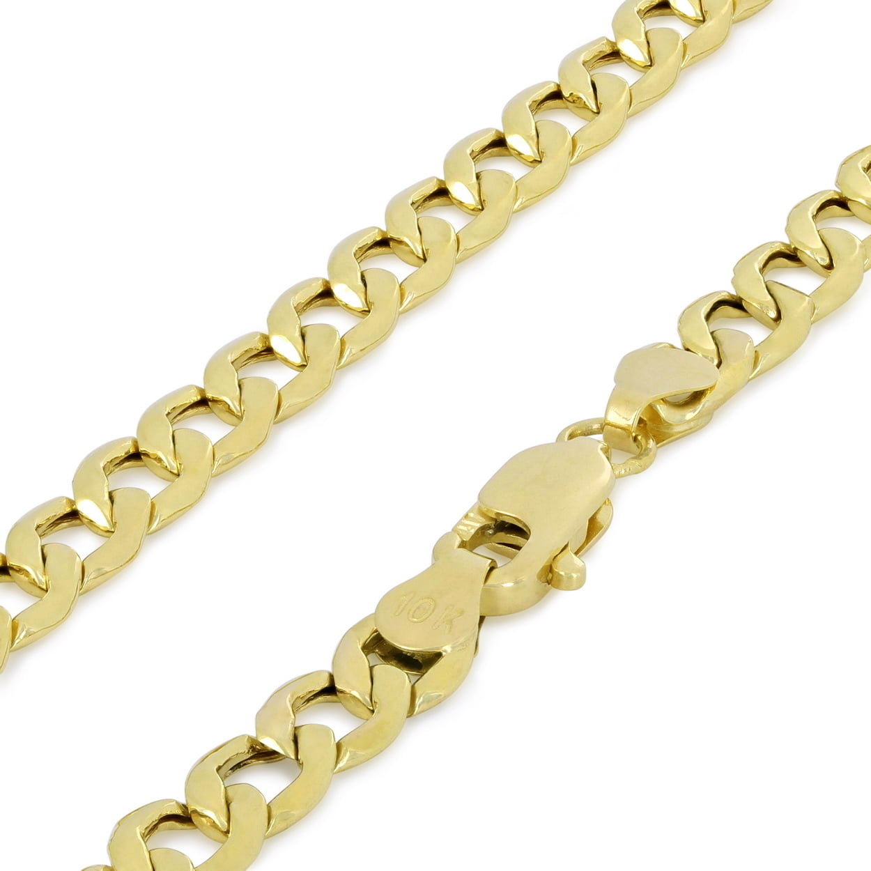 Jewel Tie 925 Sterling Silver 8mm Close Link Flat Cuban Curb Chain Necklace with Secure Lobster Lock Clasp
