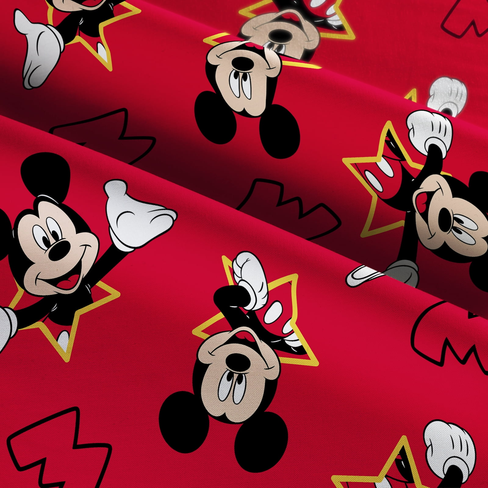 Disney 59" Fleece Mickey Mouse And Stars Sewing & Craft Fabric 8 yd Bolt, Red