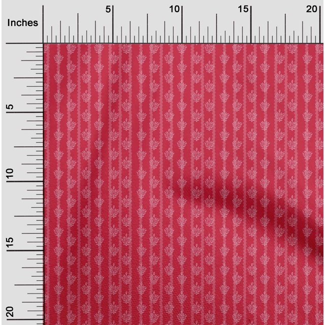 oneOone Viscose Chiffon Fabric Stripe & Floral Block Printed Fabric 1 Yard 42 Inch Wide