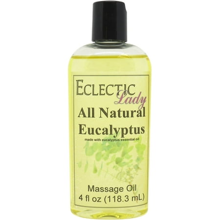 Eucalyptus Massage Oil by Eclectic Lady, 4 oz, Sweet Almond Oil and Jojoba Oil