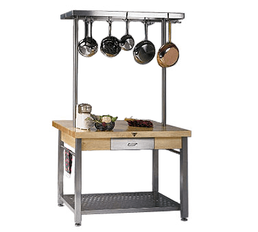 Kitchen Island Work Table W Stainless Steel Shelf 60 In L X 2 25 28 H No Drop Leaf Com Table W Stainless Steel Shelf, Kitchen Island With Pan Rack