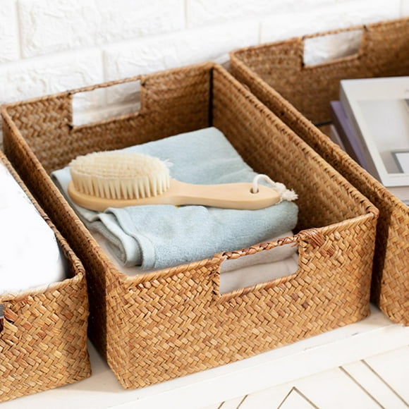 Seagrass Weaving Storage Basket Weaving Storage Basket for Toilet Pantry Kitchen M