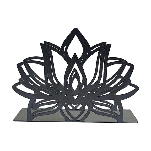 Tepsmf 1 Pack Lotus Napkin Holder for Table, Modern Metal Black Napkin Holders for Kitchen Dining Tables & Countertops, Paper Cocktail Napkins Holder Dispenser for Indoor & Outdoor
