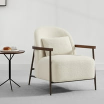 CHITA Modern Upholstered Faux Sherpa Chair with Wood Arms&Metal Legs