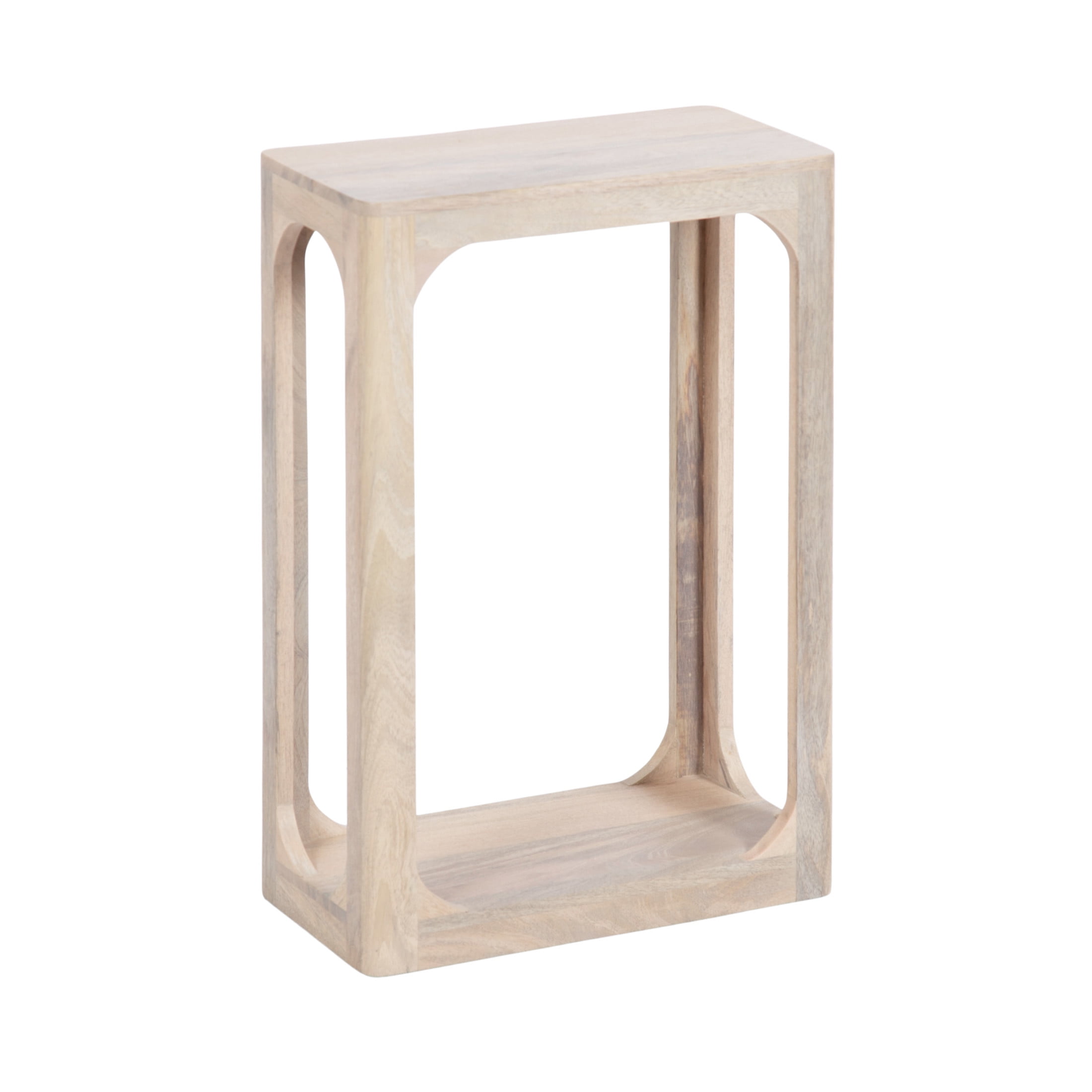 Kate and Laurel Dahl Modern Slatted Wooden Slim Side Table, 16 x 8 x 24, Whitewash, Transitional Wood Narrow End Table for Use as Living Room Plant Stand or Small Bedroom Nightstand