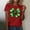 Shirts-965Red, variant on LEKWK Womens Graphic T Shirts Loose Fit 3/4 Sleeve Graphic Tees Casual Tops Large Green Ribbon Bow Graphic Holiday Wear