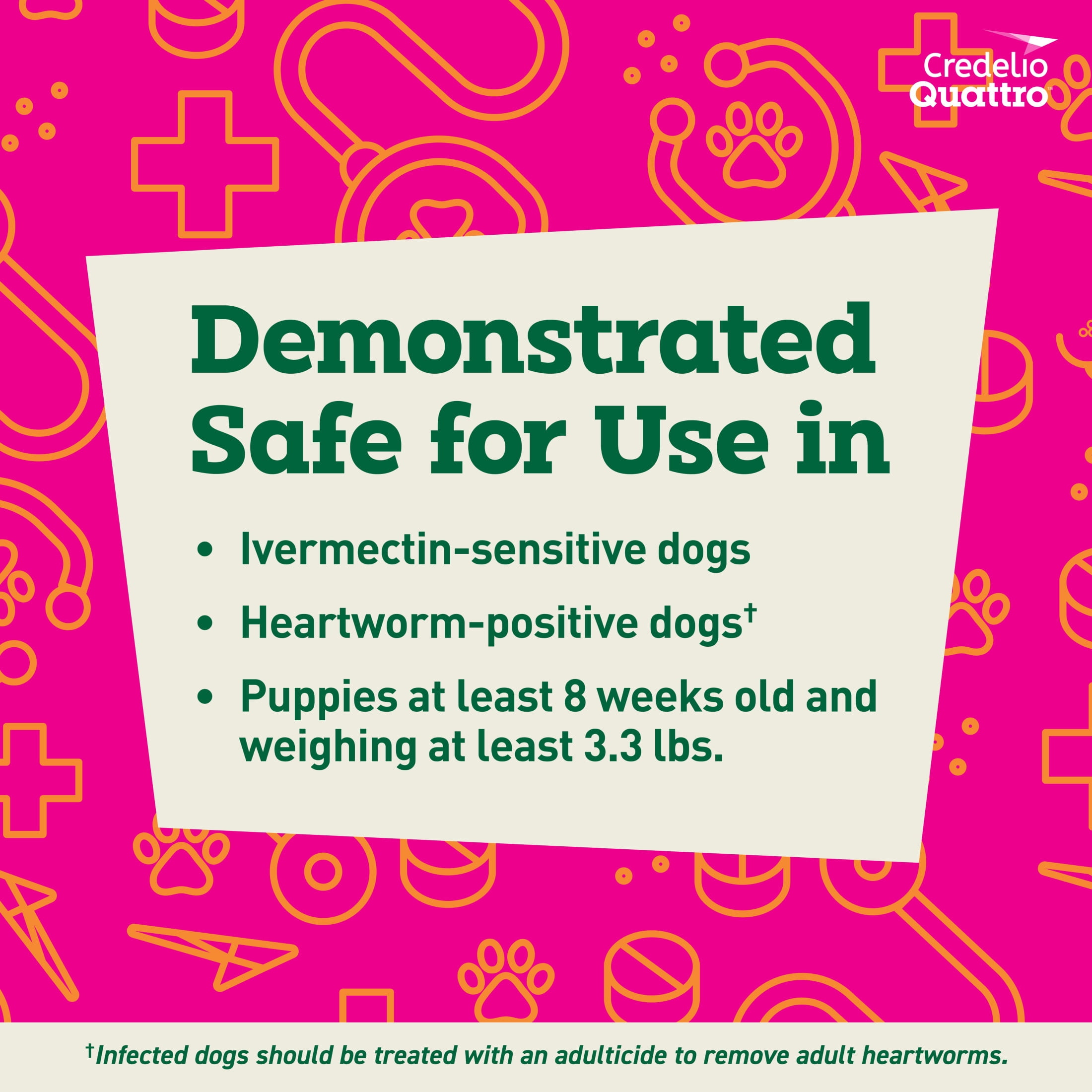 Credelio Quattro Chewable Tablets Dogs 25.1-50 lbs, 6-in-1 Parasite Protection (1 Month Supply)