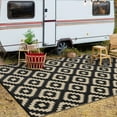 thumbnail image 5 of Twister.CK 8x10' Waterproof Outdoor Rug, Reversible Plastic Patio Rugs with Storage Bag, Portable Modern Indoor Outdoor Carpet for Camping, Balcony Deck Backyard, Black & Coffee, 5 of 8