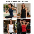 thumbnail image 4 of ANFERRY Women's Fitting Seamless Tank Tops Ribbed Crew Neck Racerback Workout Camisoles with Built in Bra, 4 of 7
