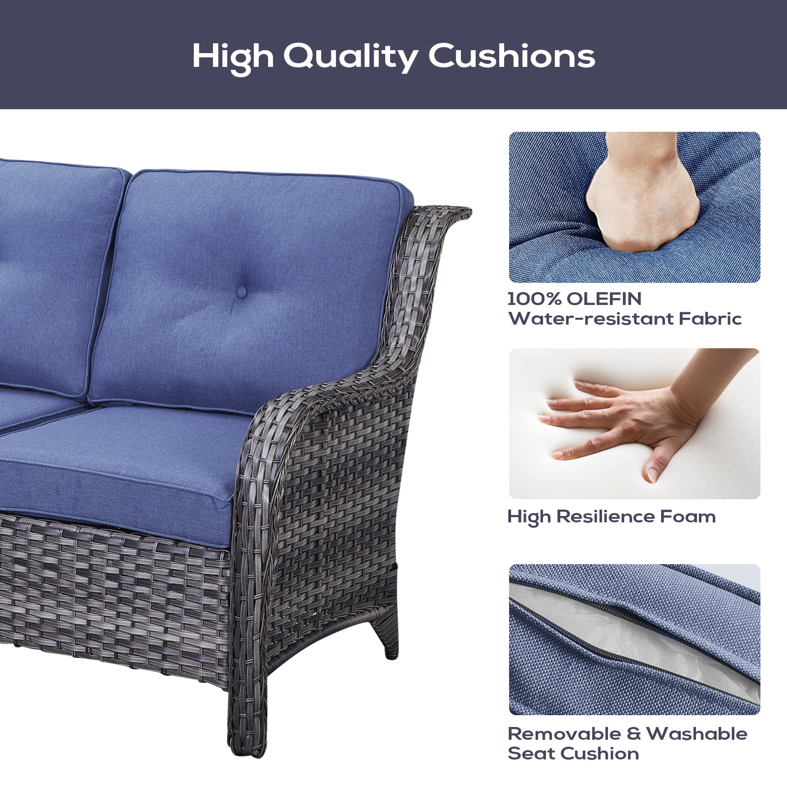 Gymojoy 6-Piece Outdoor Sectional Furniture Set,Wicker Patio Conversation Sets,L Shape All Weather Outside Couch Sofa Set with Swivel Chairs Ottoman,Gray