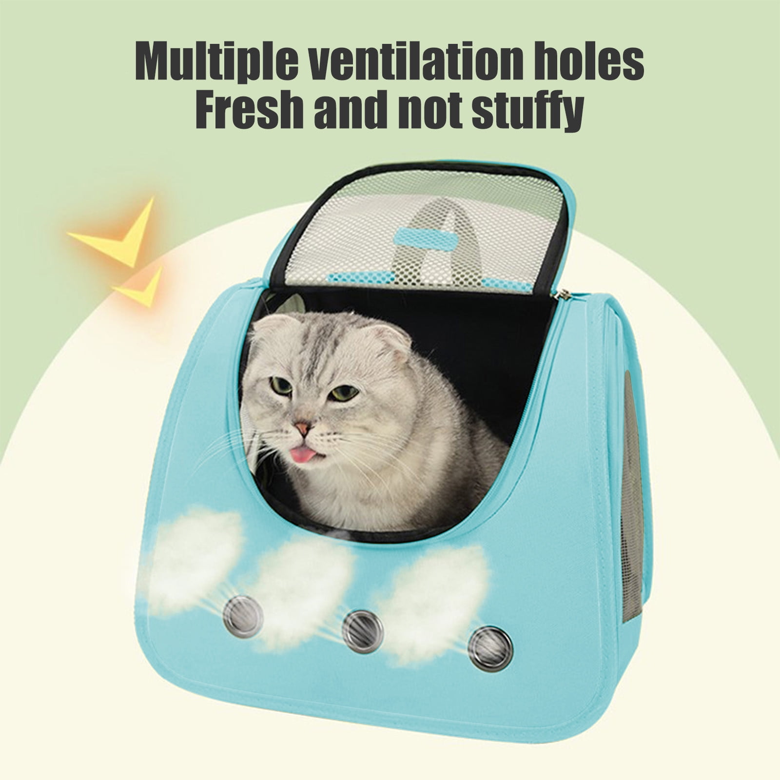 Qonioi Foldable Cat Backpack, Breathable Pet Carrier Backpack for Cats, Portable Walking Bag for Hiking Travel with Ventilation & Safety Lock