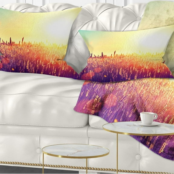 Designart Rural Fields under Shining Sun - Landscape Printed Throw Pillow - 12x20