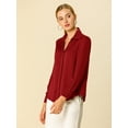 thumbnail image 4 of Camisa de trabajo de manga larga con blusa elegante con cuello en V de oficina para mujer Rojo S INSPIRE CHIC Camisa, 4 of 6