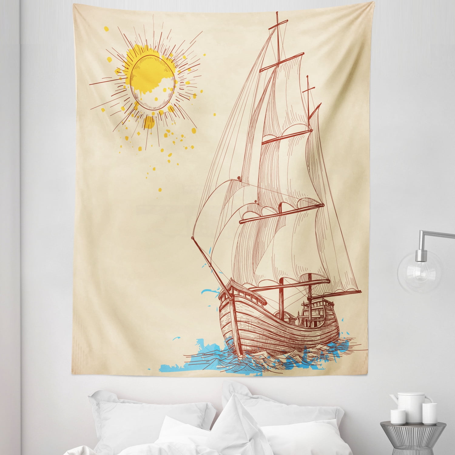 Sailing Boat Wall Hanging Tapestry Psychedelic Bedroom Home Decoration 