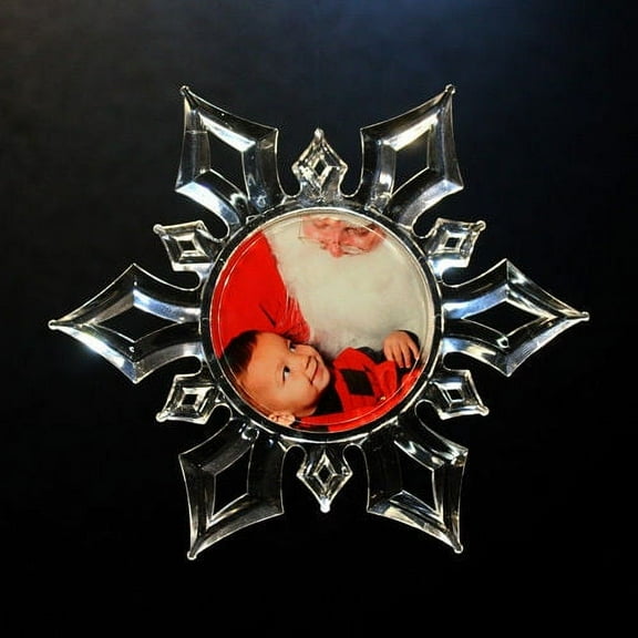 Photo Keepsake Snowflake Ornament to personalize with your own picture - Clear 6 inch - Made in the USA