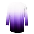 thumbnail image 5 of Summer Plus Size 3/4 Sleeves Tops for Womens Fashon Spring And Summer Gradient Printed Top Collar Button Sexy Shirt 3/4 Sleeve Long Sleeve V Neck Top/Shirt, 5 of 7