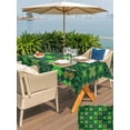 thumbnail image 4 of Saint Patrick's Day Outdoor Tablecloth - 54x80 Inch Rectangle Dining Table Cover, Country Green Plaid Shamrock Clovers Waterproof Outdoor Table Cloth with Umbrella Hole & Zipper for Picnic/Patio, 4 of 7