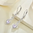thumbnail image 4 of PYNZY Infinity Heart Dangle Earrings for Women, 925 Sterling Silver Created Alexandrite Birthstones Leverback Earrings for Mother's Day Prom Jewelry Gifts, 4 of 6