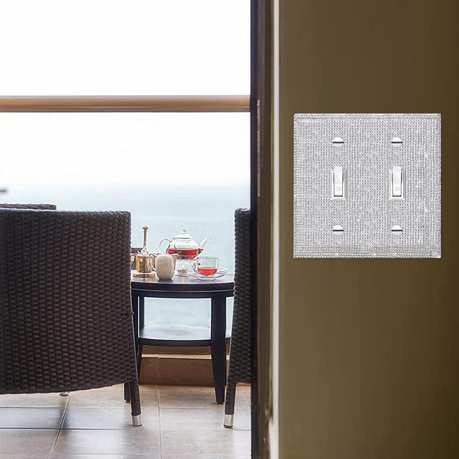 5-Pack Bling Rhinestone Light Cover Wall Plate – 1-Slot Sparkling Switch Plate For Glam Home Decor, Easy Fit For Most Outlets