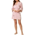 thumbnail image 2 of INSPIRE CHIC Women's 2 Pcs Satin Pajama Sets Nightgown with Robe Lingerie Lounge Sleepwear L Pink, 2 of 6