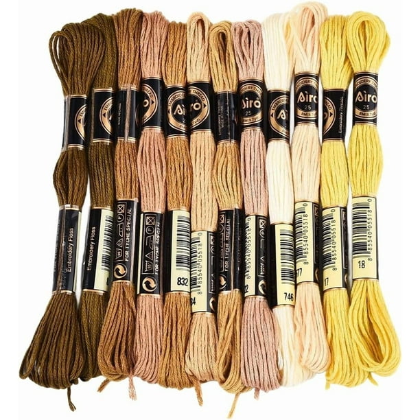 12 madejas de 6 hebras de hilo de bordar matizado degradado para pulseras de la amistad, hilo de poliéster para punto de cruz.