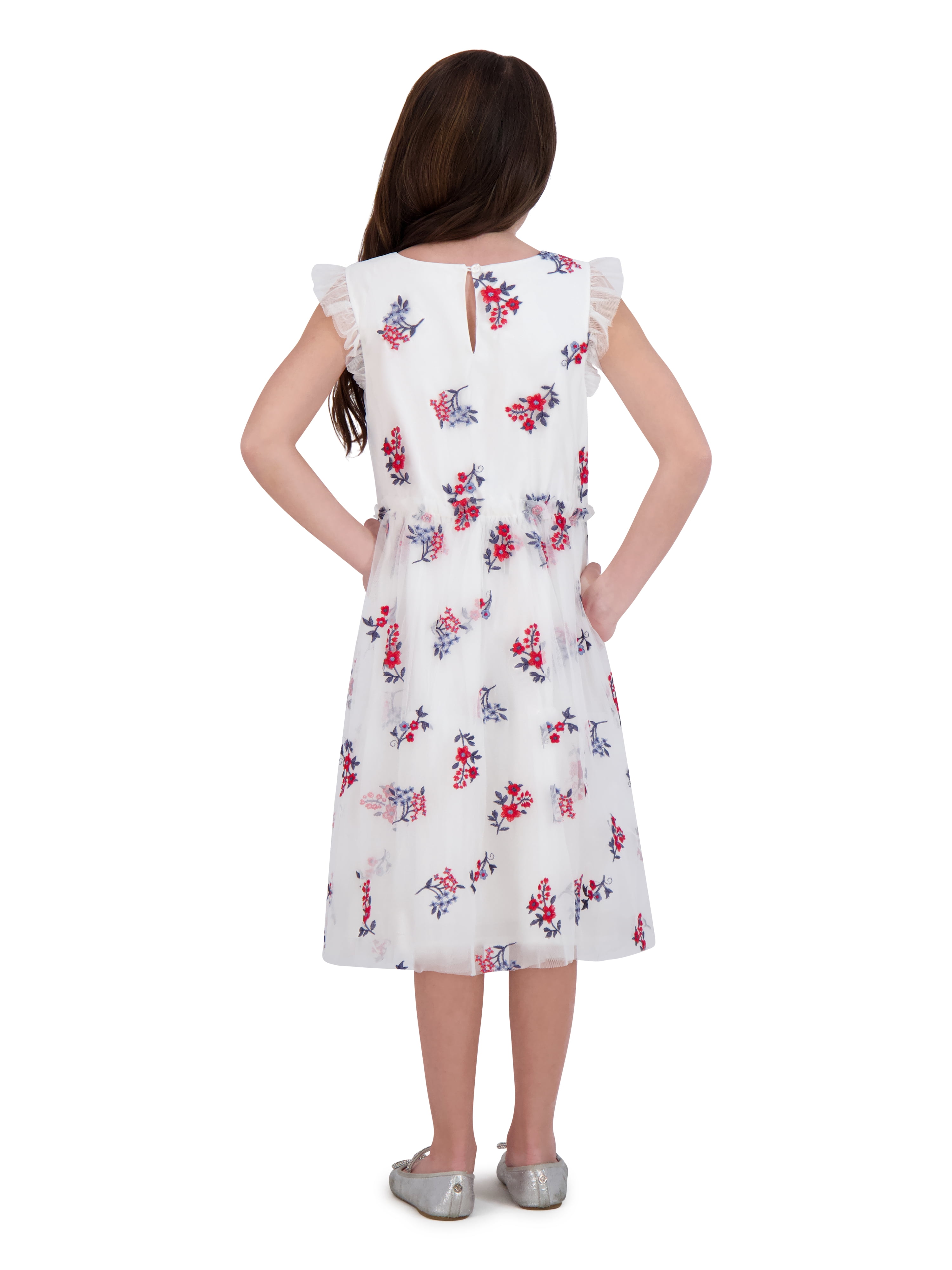 Kensie Girl Embroidered Flutter Sleeve Dress, Sizes 4-16