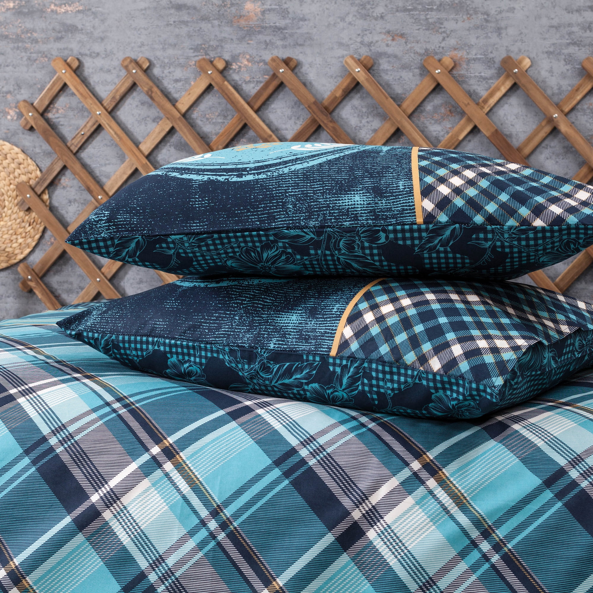 SUSSEXHOME Black Green Stripes %100 Cotton Duvet Cover Set Teal, Full Size Duvet Cover, 1 Duvet Cover, 1 Fitted Sheet and 2 Pillowcases, Iron Safe, Hypoallergenic, Breathable Bedding Set
