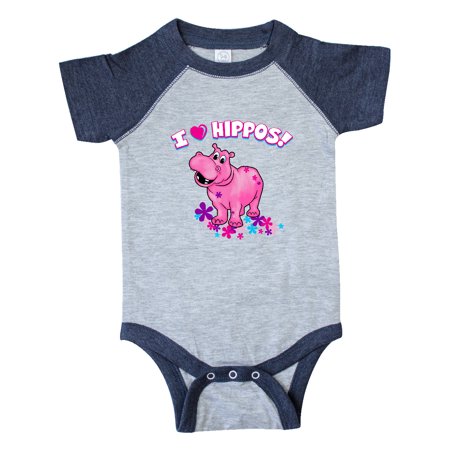 

Inktastic I Love Hippos with Pink Hippo and Flowers Gift Baby Boy or Baby Girl Bodysuit