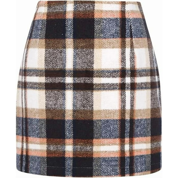 SOMER Women’s Plaid Skirt High Waist Mini Skirt Bodycon Pencil Short Skirts Casual Slim Fit Fall Fashion 2025 Brown