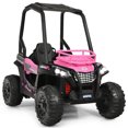 thumbnail image 1 of Gymax 12V Batter Powered Kids Ride on Car UTV Truck w/ Remote Control Music MP3 Pink, 1 of 10