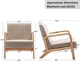 thumbnail image 3 of Duhome Mid Century Modern Accent Chair with Solid Wood Frame, Upholstered Living Room Chairs Fabric Reading Armchair Lounge Chair, Linen Beige, 3 of 8