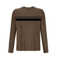 thumbnail image 3 of Zylanna Men's Long Sleeve T-Shirts, Activewear Crew Neck Stretchy Striped Casual Tops for Sport Brown, 3 of 3