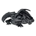 thumbnail image 2 of Zeckos Metallic Black Somasaurus Gothic Sleeping Dragon Resin Statue 12 inch, 2 of 11