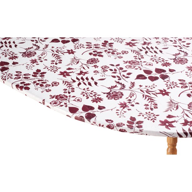 Flowing Flowers Vinyl Elasticized Table Cover by HSK 42" x 68" Oval