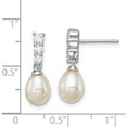 thumbnail image 4 of Sterling Silver Rhod-Plated 7-8mm White Fwc Pearl Cz Post Dangle Earrings (21 X 8) Made In China qe12747, 4 of 5