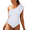 Double Big Ruffles White, variant on Hilor Women's One Piece Swimsuits Asymmetric Double Ruffles One Shoulder Swimwear