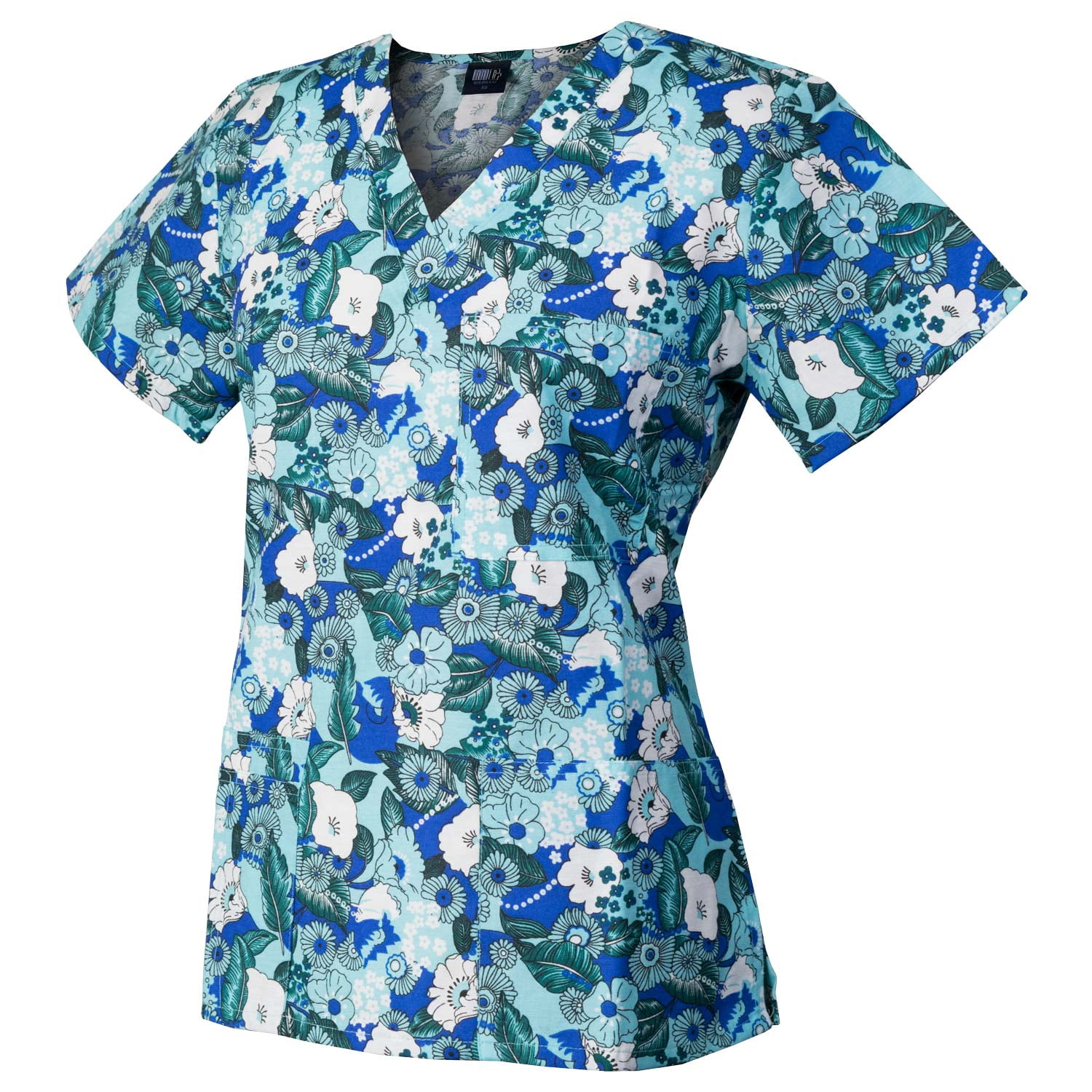Medgear Womens Fashion Scrubs Top, Printed V-neck with 4-Pockets 1050P ...