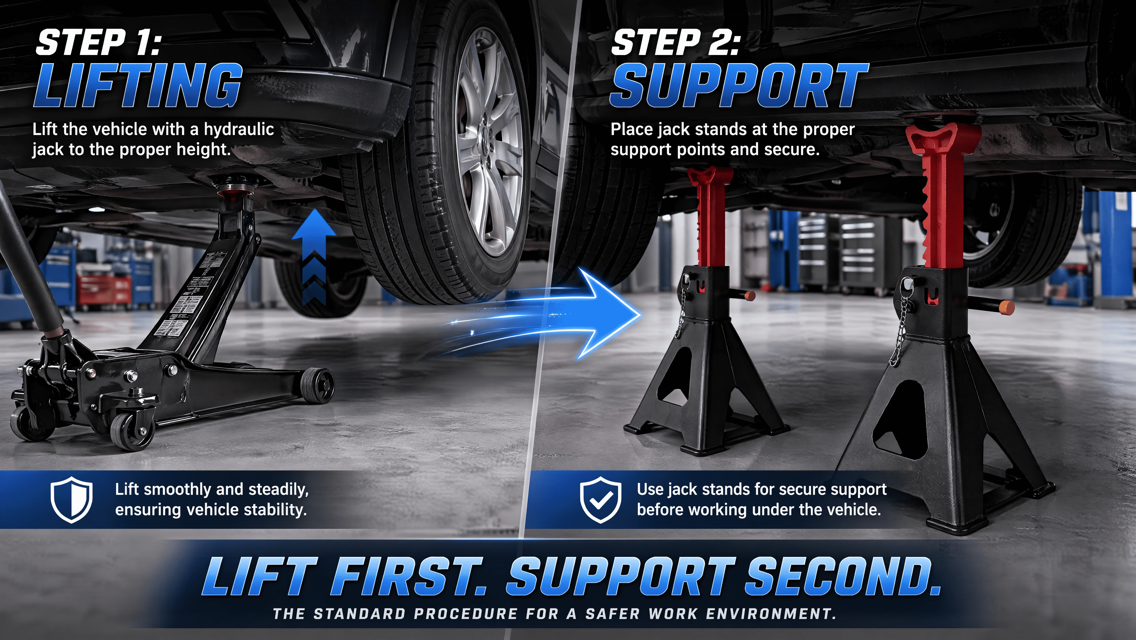 2 Ton Jack Stands Pair, Heavy‑Duty Adjustable Steel Car Jack Stands with Locking Pin, Safety Support for Auto Repair, Tire Change & Vehicle Maintenance