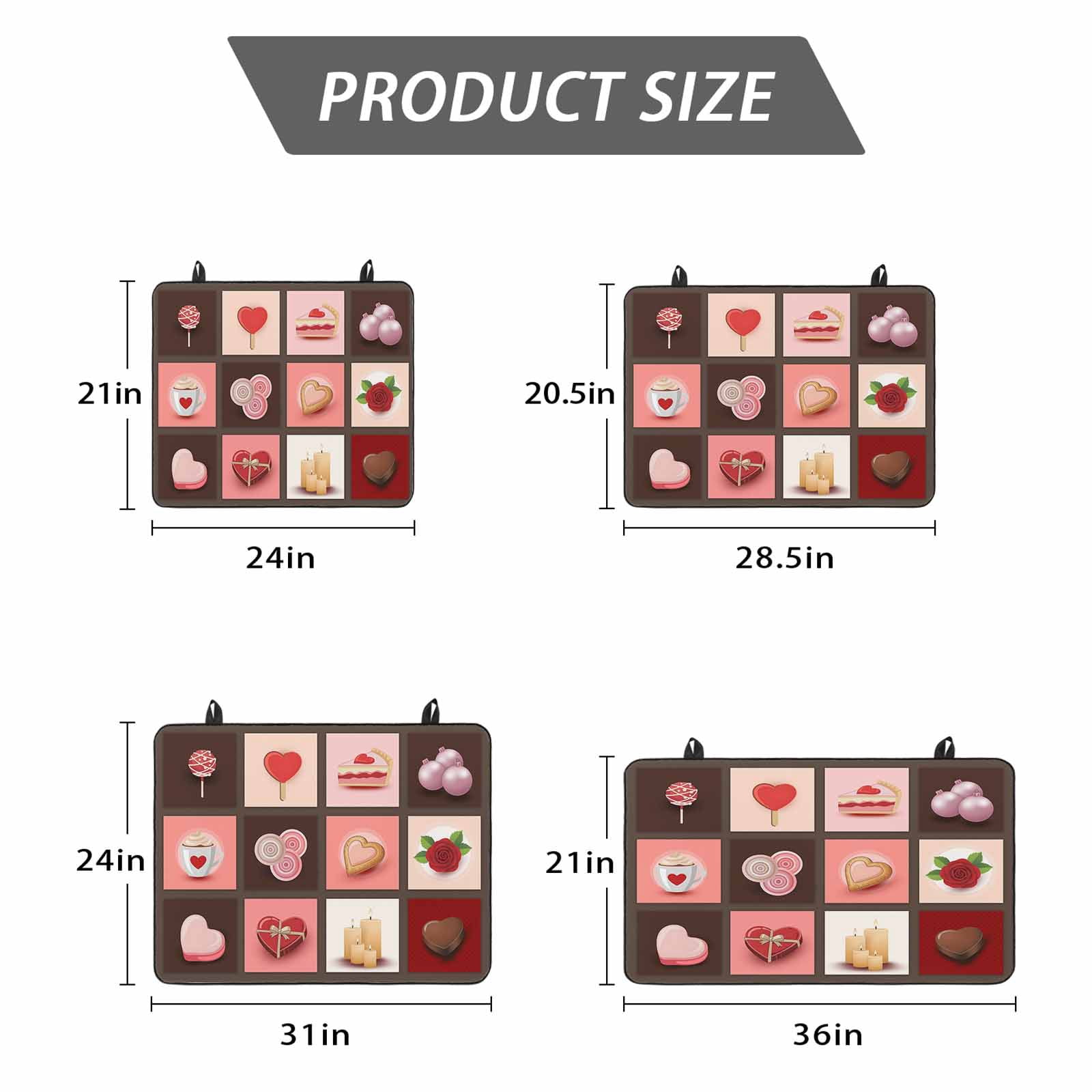 Valentine's Day Stove Top Cover for Electric Stove, Heat-proof & Non Slip Glass Top Stove Cover Protector, Love Heart Chocolate Rose Plaid Kitchen Flat Cooktop Rubber Mat 24x21 Inches