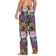 thumbnail image 3 of FORMRS Mens Pajama Pants with Pockets Cotton Sleepwear Lounge Bottoms Sizes S-2XL, Vibrant Flowers Pattern, 3 of 7
