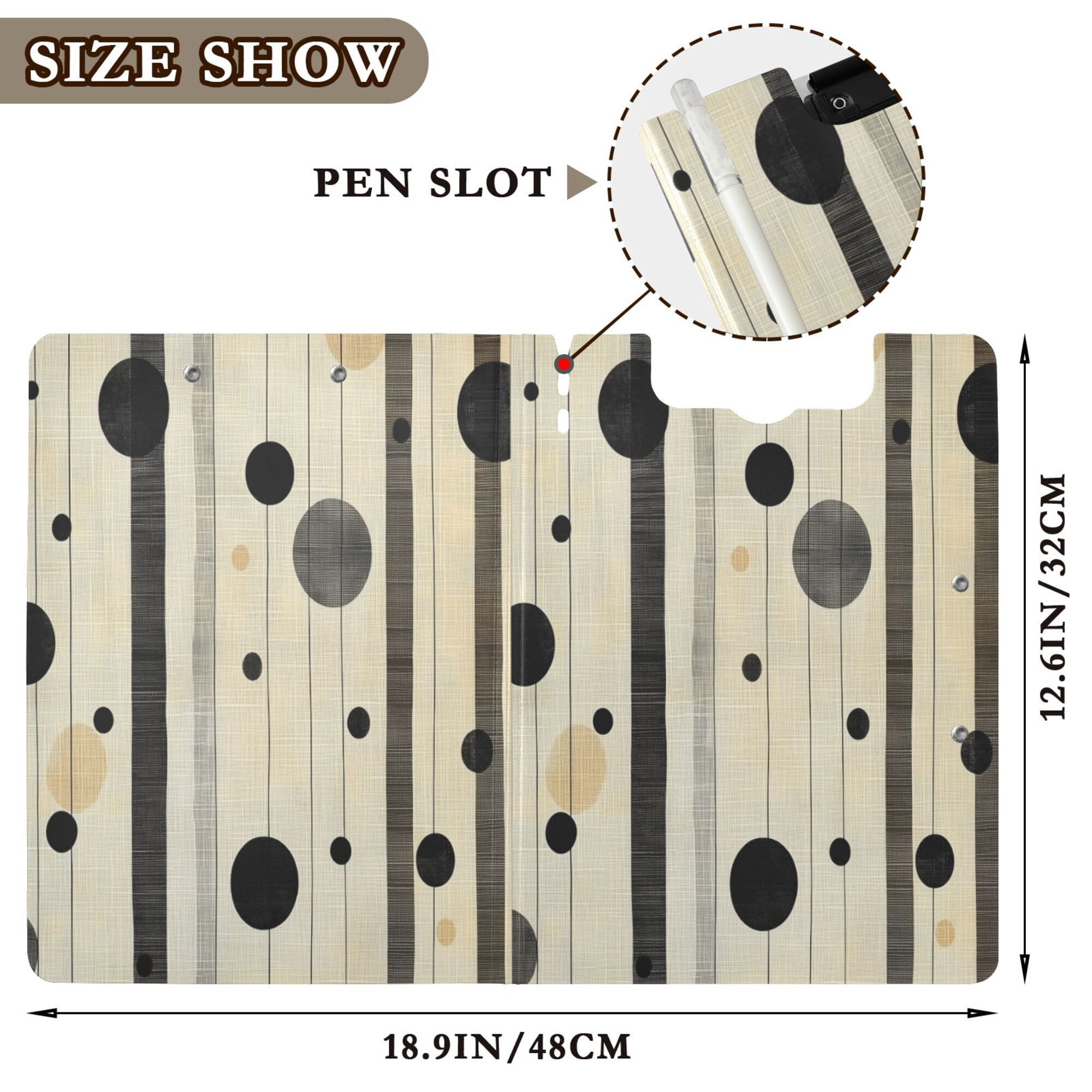 FORMRS A4 Clipboard Folder with Pen Holder Horizontal Foldable School Office Binder, Stripes Pattern