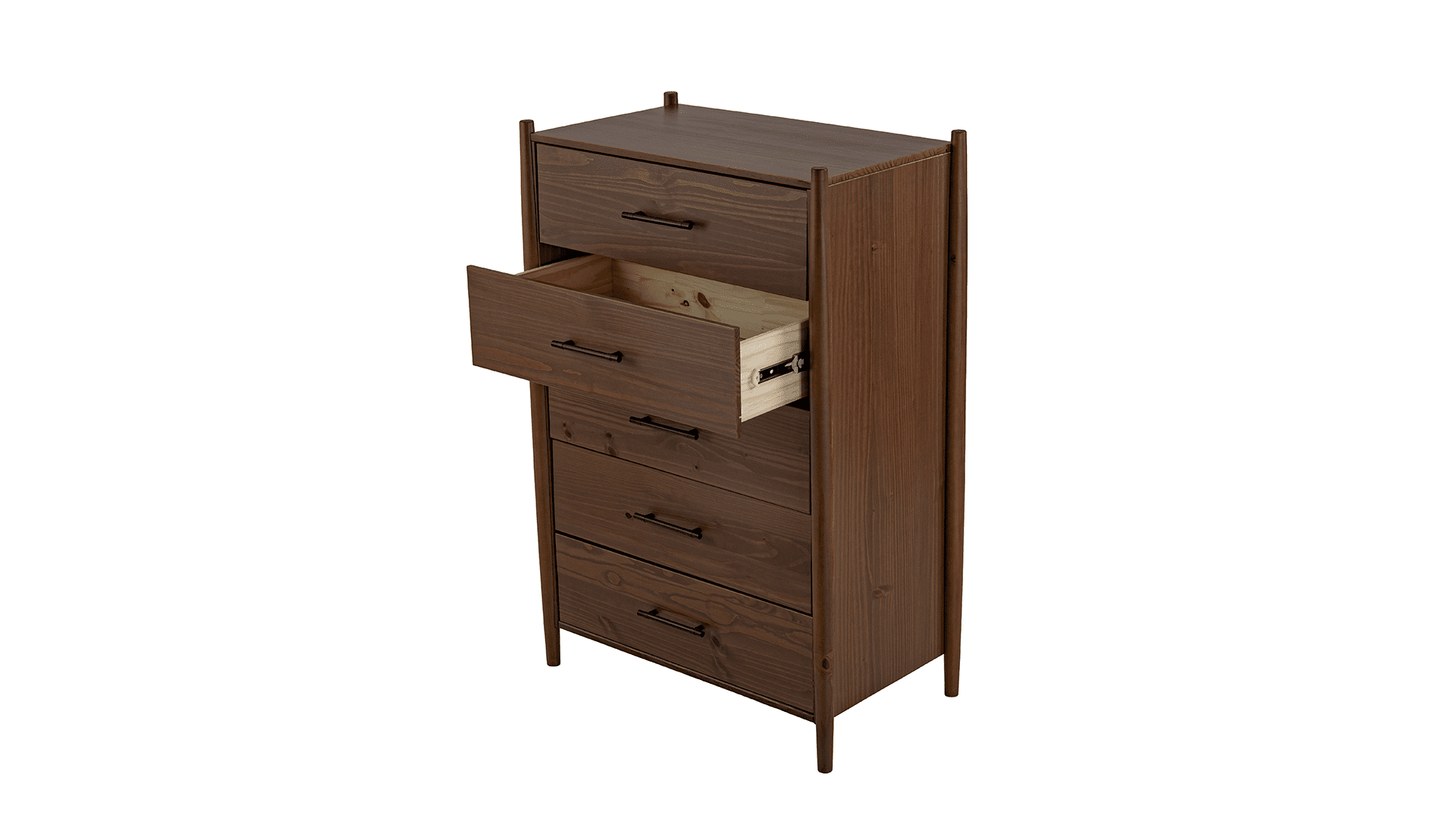 Josiah Solid Wood 5 Drawers Chest Brown - for Adults and Teens