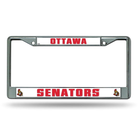 Ottawa Hockey Senators - 12" x 6" Standard Size - Chrome Metal License Plate Frame