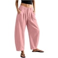 thumbnail image 5 of Xdegoge Womens Wide Leg Lounge Pants Casual Loose Fit Pleated Trousers with Pockets High Waisted Elastic Flowy Beach Yoga Pants for Summer Vacation, 5 of 7