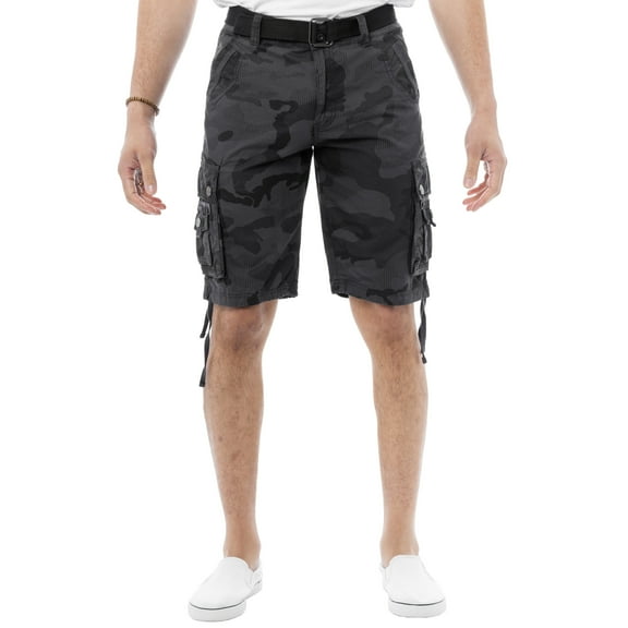 X RAY JEANS Men's 12.5" Inseam Cargo Shorts, Charcoal Camo, 30