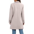 thumbnail image 4 of Women Herringbone Mid‑Length Wool Blend Coat Lapel Double Breasted Overcoat, 4 of 6