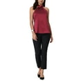thumbnail image 2 of INSPIRE CHIC Women's Sleeveless Top Halter Neck Tie Back Satin Work Blouse, 2 of 6